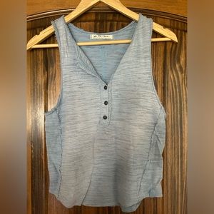Free People loose baby blue Henley tank top